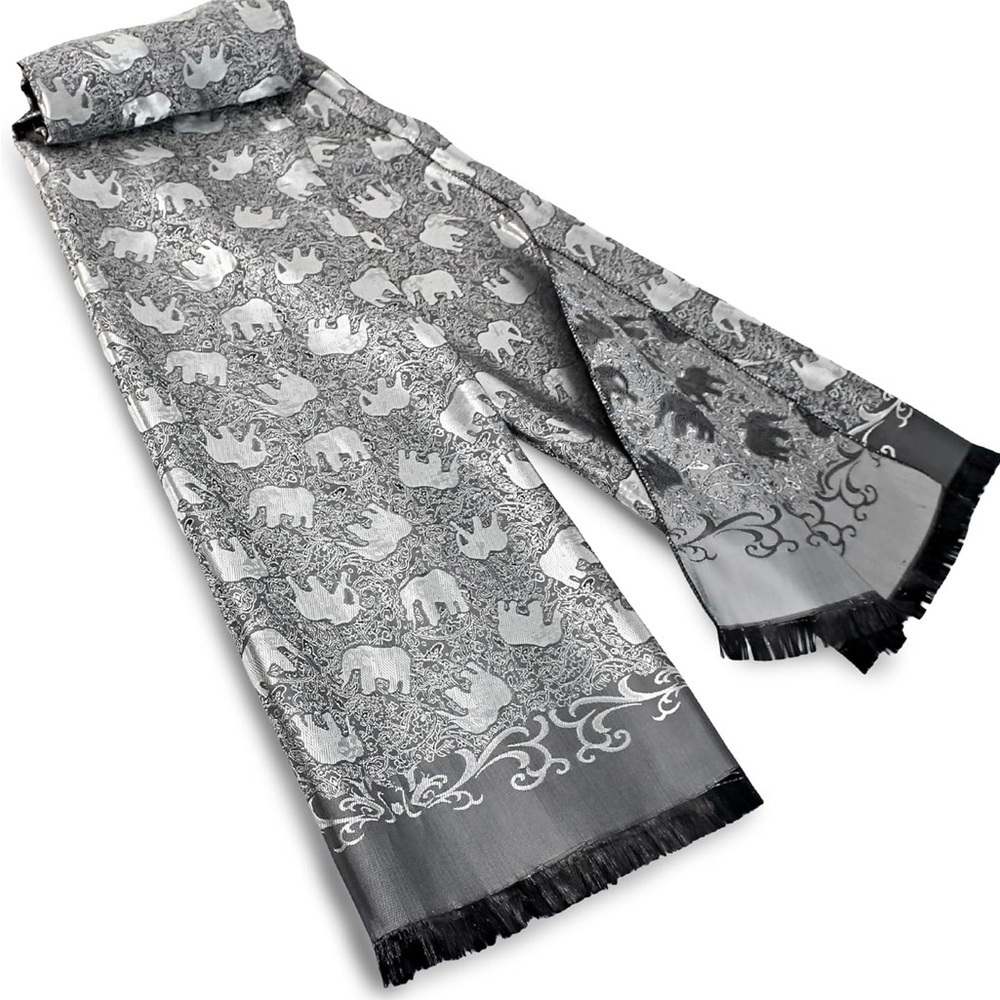 Elegant Elephant Patterned silk Scarf - Picture 1 of 6